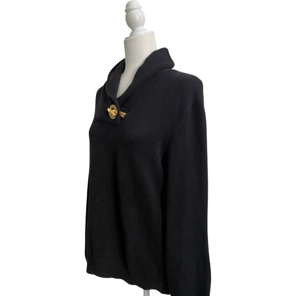 Lauren Ralph Lauren Black Pullover Sweater with Gold Rope and Hardware - Size XL - Picture 3 of 4